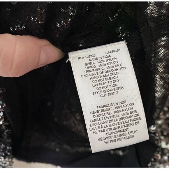 Equipment Abeline Sequin Long Sleeve Top silver black size medium - Picture 4 of 5